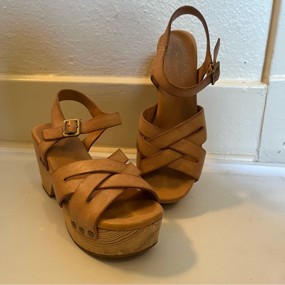 KorkEase Shoes Korkease Tia Nude Tan Brown Leather Sandal Heel